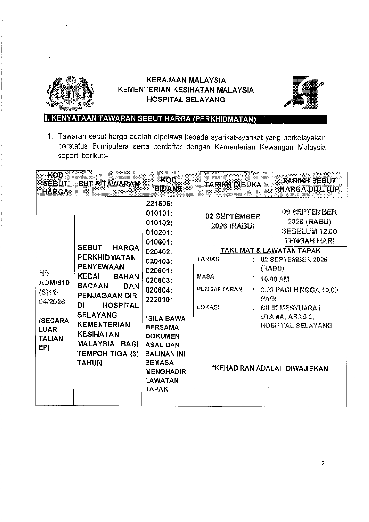 SebutHarga Bg Perkhidmatan Penyewaan Kedai pg2